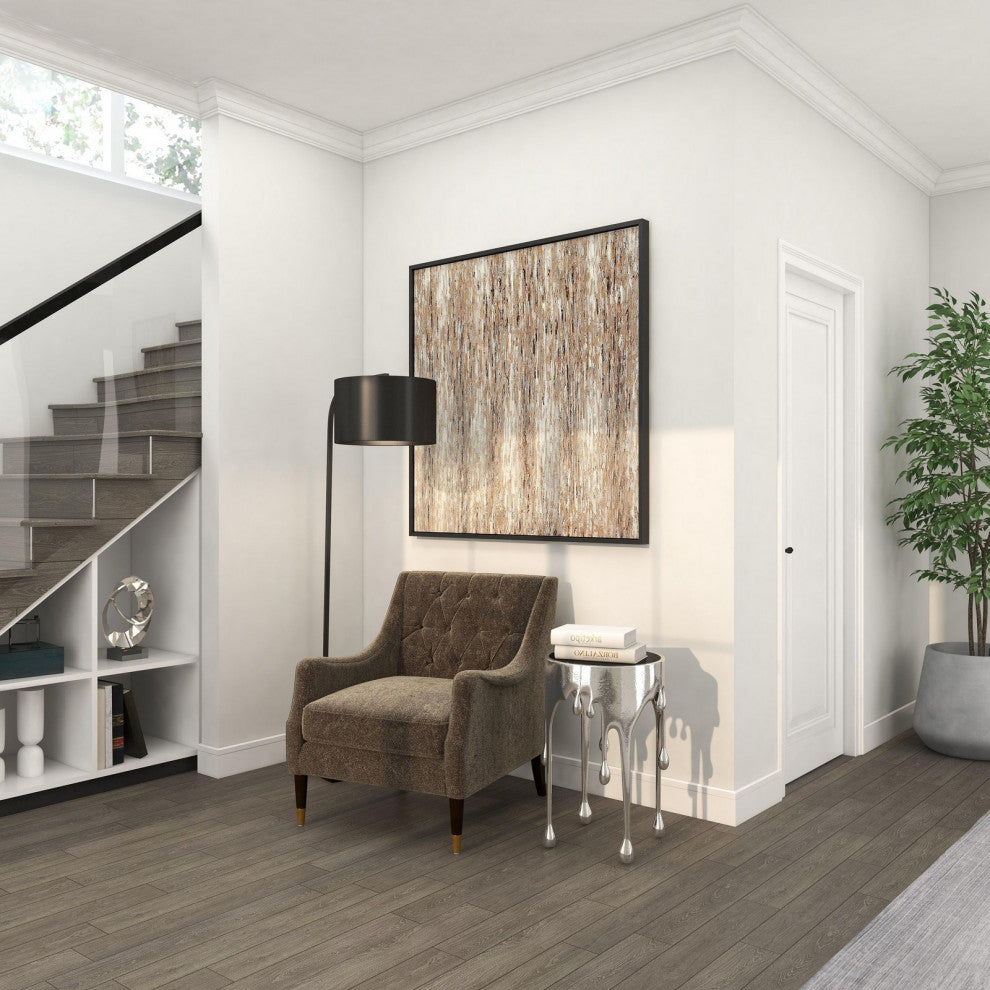 Urban Designs Melting Metal 25" Metallic Drip Design Accent Table, Silver