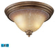 ELK Lighting Lawrenceville 2-Light Flushmount, Mocha and Antique Amber Glass