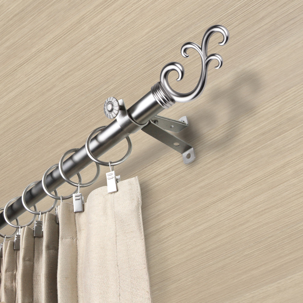 Bolton 13/16" Diameter Curtain Rod, Satin Nickel, 18-28"