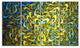 Golden Watercolor Fractal Pattern, Abstract Art on Canvas, 48"x28", 4 Panels