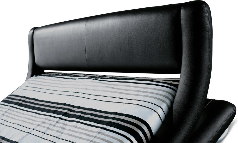 Modern Marlo Black Genuine Leather King Size Platform Bed