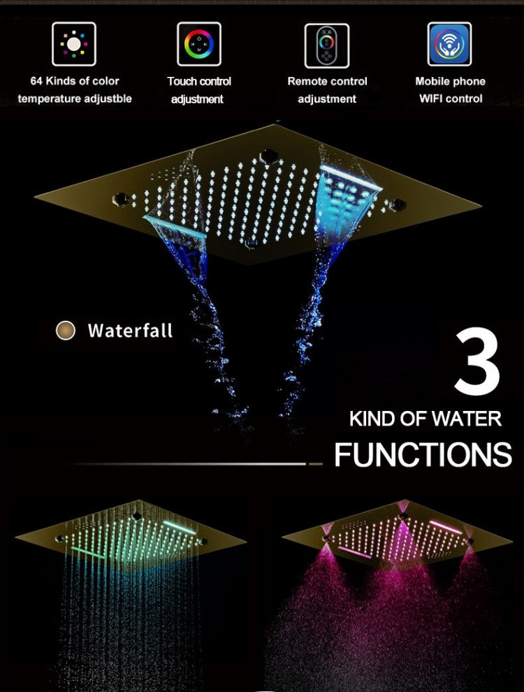 Remote Controlled Rainfall Led Shower System, Style 3 Phone Control Light
