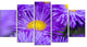 "Bunch of Large Violet Flowers" Flower Canvas Wall Art, 5 Panels, 60"x32"