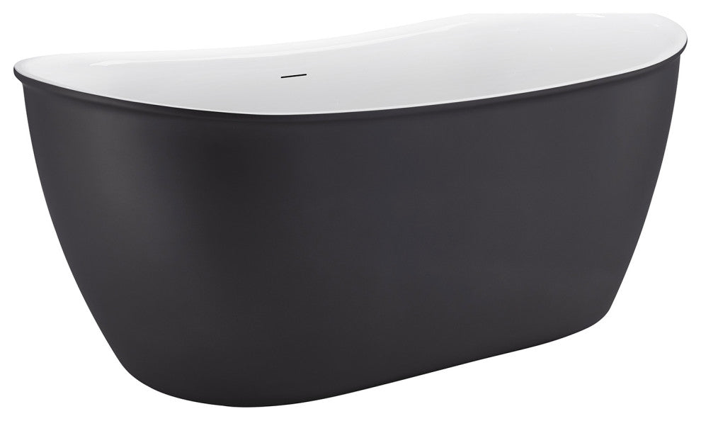 59" glossy Acrylic Flatbottom Oval Freestanding Non-Whirlpool Soaking Bath