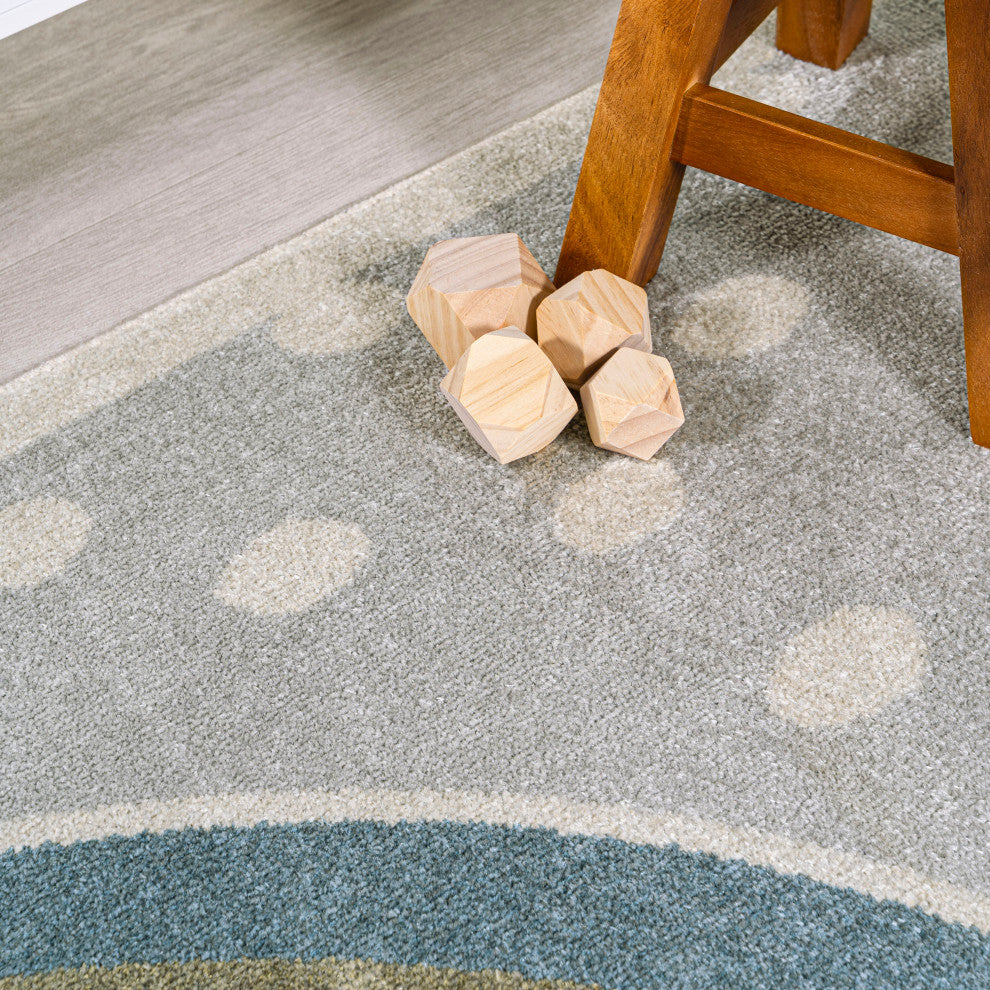 Minha Rainbow Dot Machine-Washable Area Rug, 2 X 8