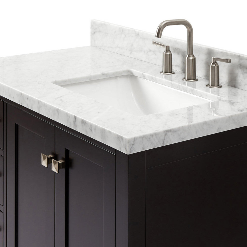 Cambridge 37" Bath Vanity With Marble Top With White Basin