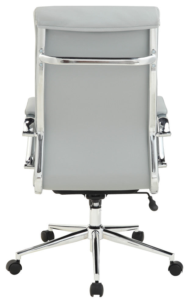 High Back Manager's Office Chair With Dillon Steel Fabric and Chrome Base