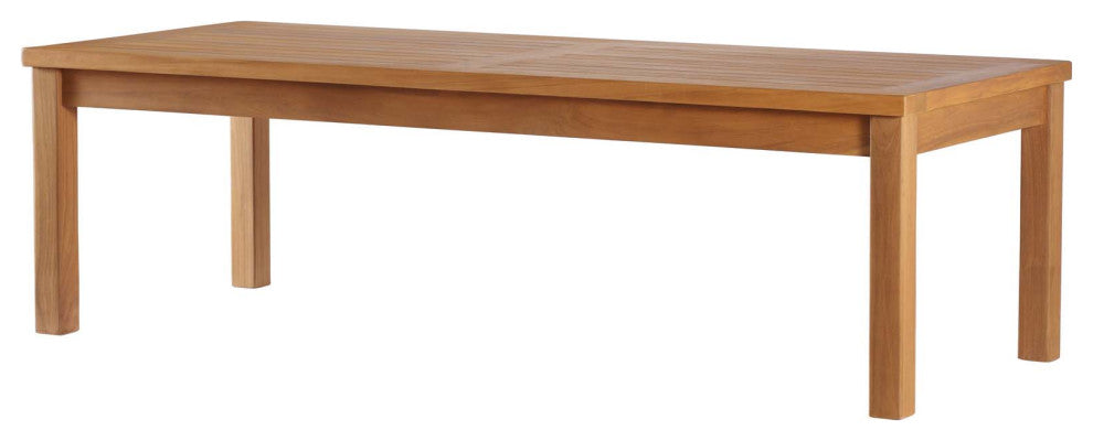 Lounge Coffee Table, Rectangular, Wood, Brown Natural, Modern, Outdoor Patio