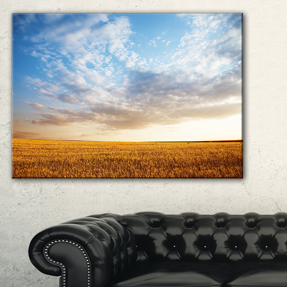 "Wheat Field Under Summer Sky" Extra Large Wall Art Landscape, 32"x16"