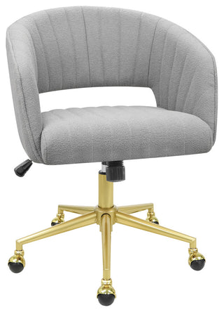 Caitlyn Swivel Vanity Chair with Adjustable Height, Gray Boucle