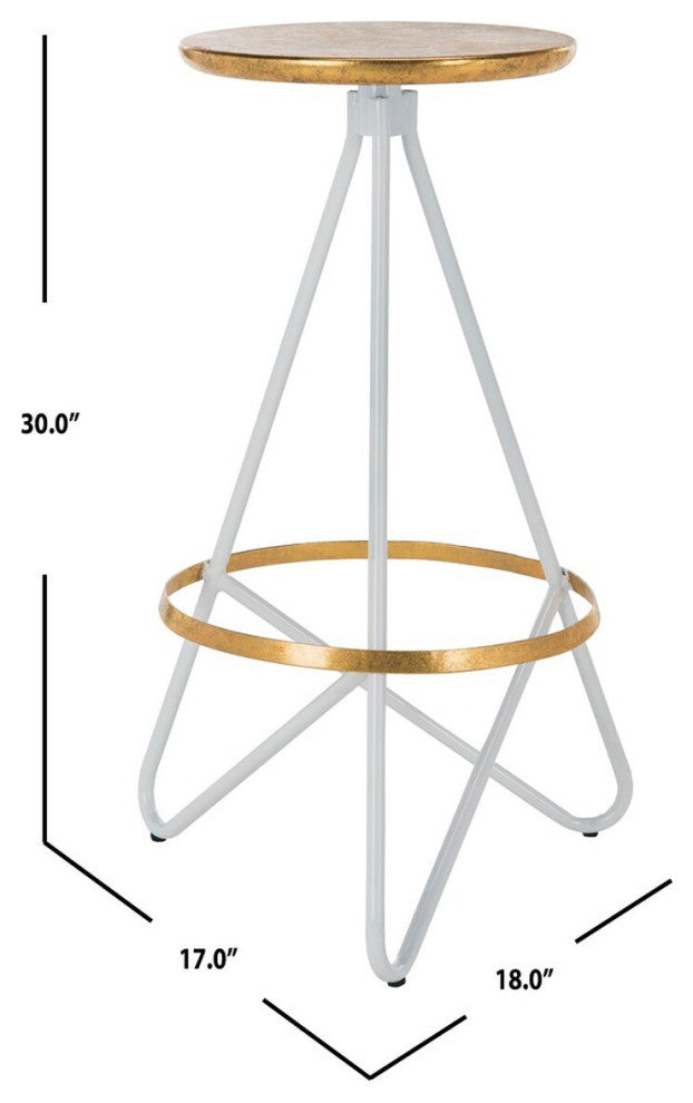 Safavieh Galexia Bar Stool, Gold/White