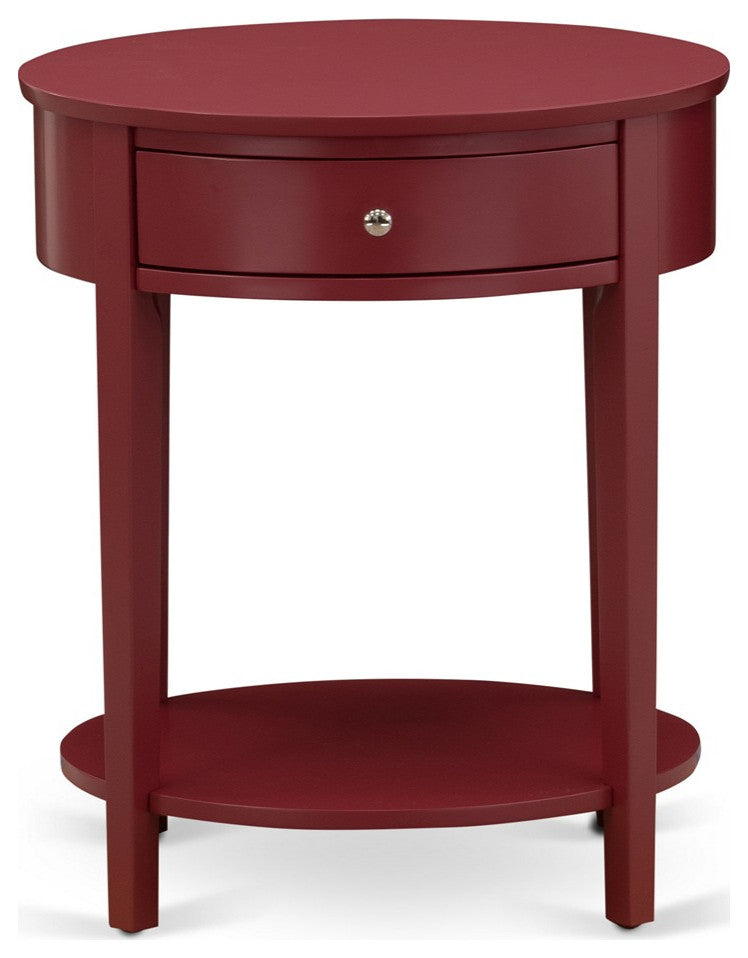 Modern End Table With 1 Wooden Drawer, Stable And Sturdy Constructed Burgundy