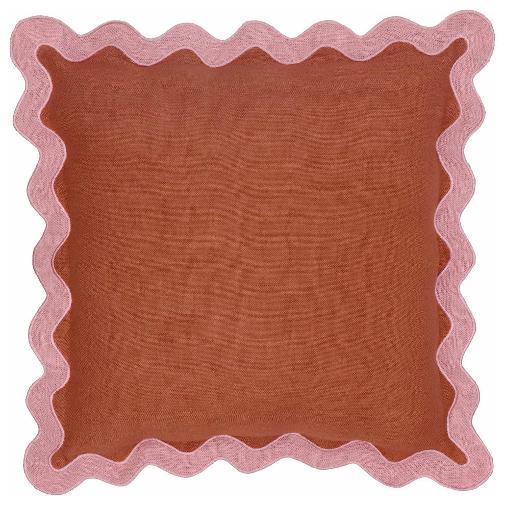 Scalloped Throw Pillow, Pink, Terracotta