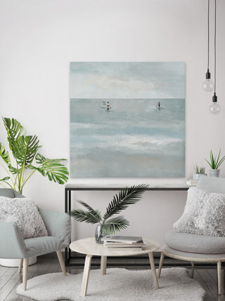 "Paddle Boarding" Painting Print on Wrapped Canvas, 12"x12"