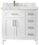 Cambridge 36 Left Offset Bath Vanity in White 2" Carrara Marble