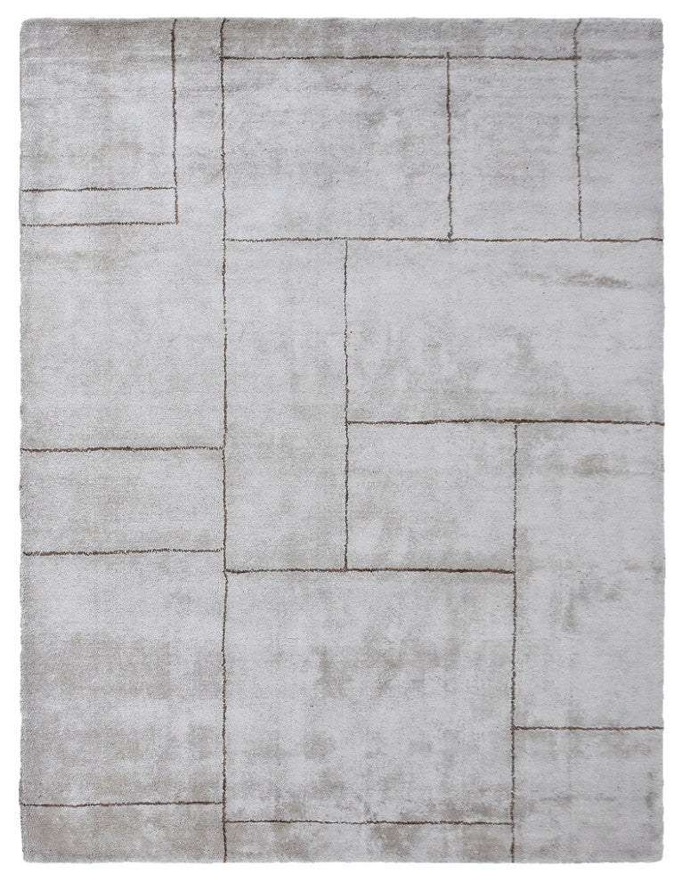 HAND KNOTTED LOOM SILK ECO-FRIENDLY AREA RUGS -6'x9',Rectangle,Beige,Geometric