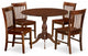 5 Pc Dining Set, Mahogany Dropleaf Table, 4 Mahogany Chairs