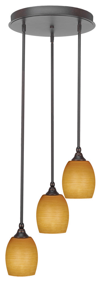 Empire 3-Light Cluster Pendalier, Dark Granite/Cayenne Linen