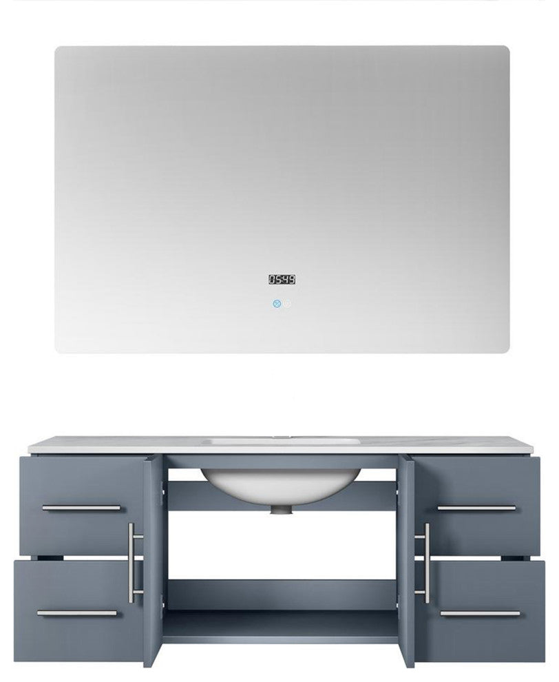 Geneva Transitional Dark Grey 48" Single Vanity with 48" Led Mirror