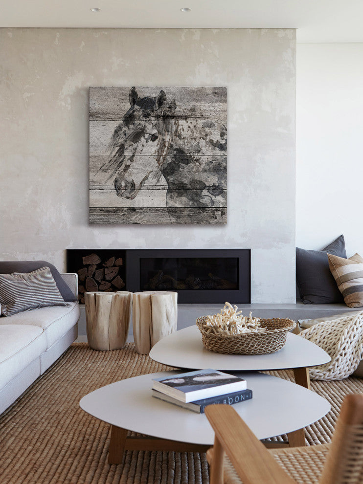 Marmont Hill, "Dark Grey Horse" by Irena Orlov Painting on Wrapped Canvas, 24x24