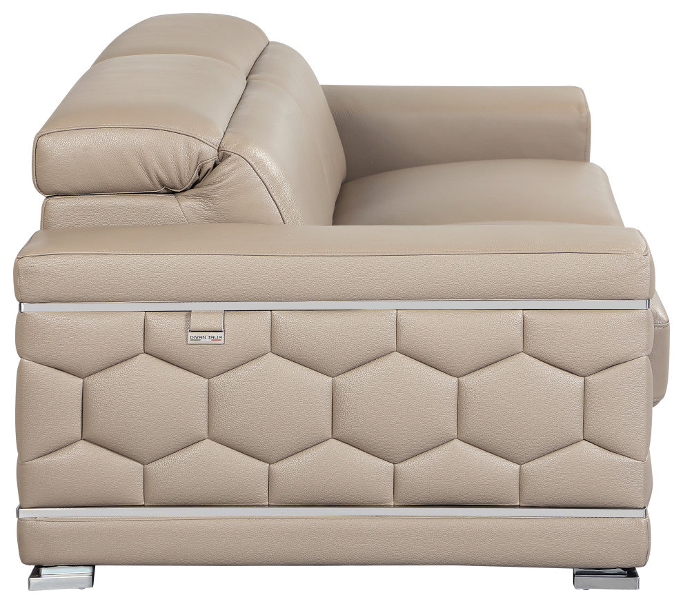 Rome Contemporary Genuine Italian Leather Sofa Beige