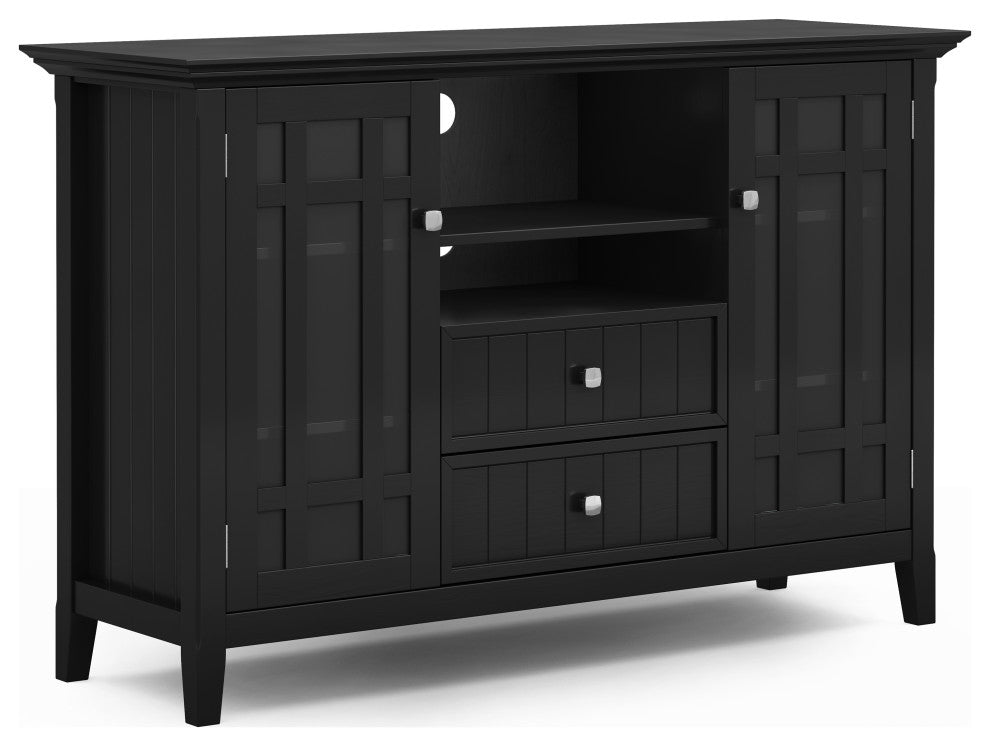 Bedford Solid Wood Tall TV Media Stand For TVs up to 60", Black