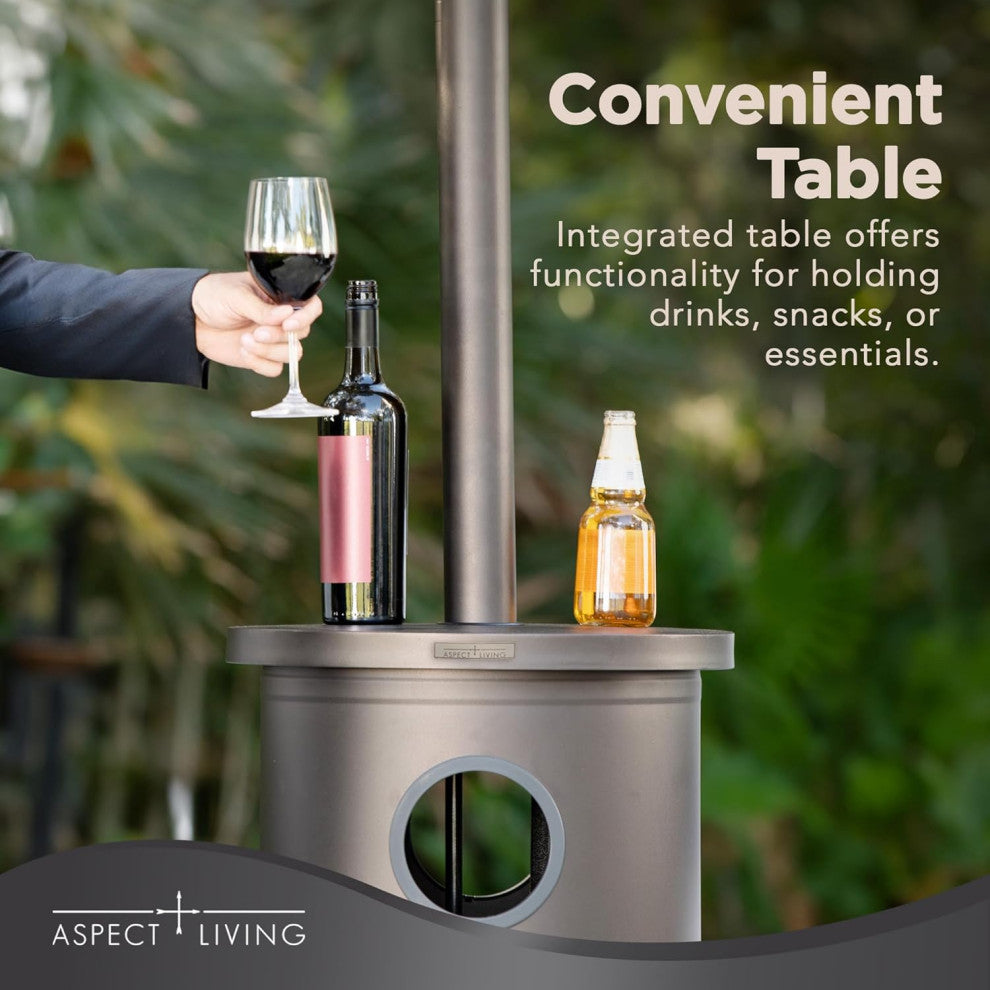 Mocha Finish Patio Heater With Table