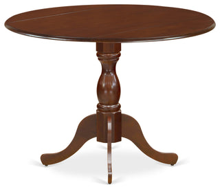 5Pc Dining Set, 1 Drop Leaves Wood Table, 4 Dark Coffee Upholstered Chair