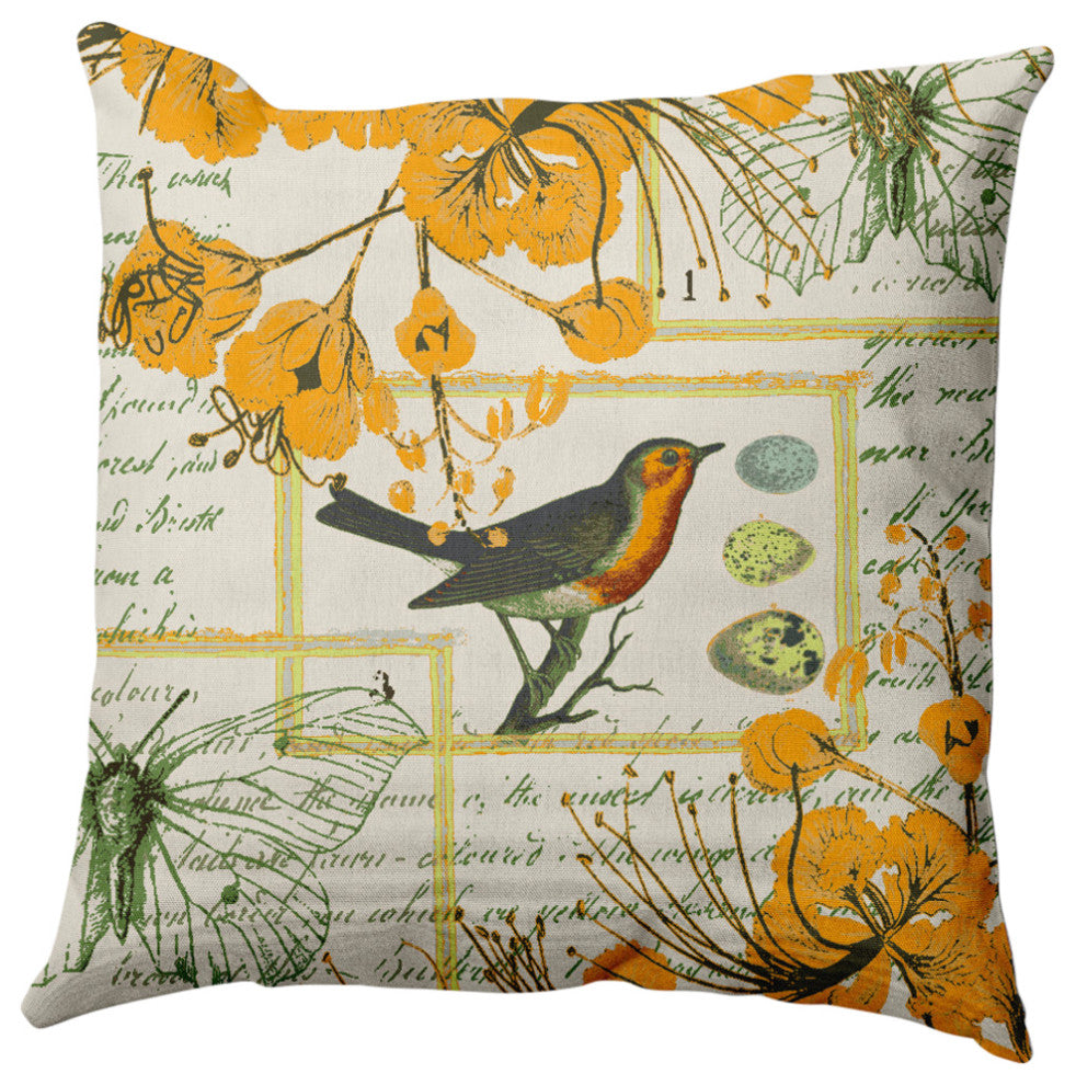 Singing Bird Decorative Throw Pillow, Mango, 18"x18"