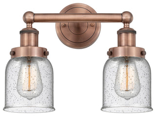 Edison Small Bell 2-Light 16" Vanity Light, Antique Copper Finish, Seedy Shade