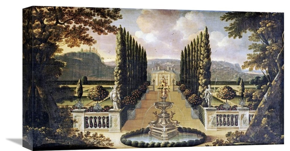 "An Imaginary View of The Gardens of a Mansion" Artwork, 22" x 12"