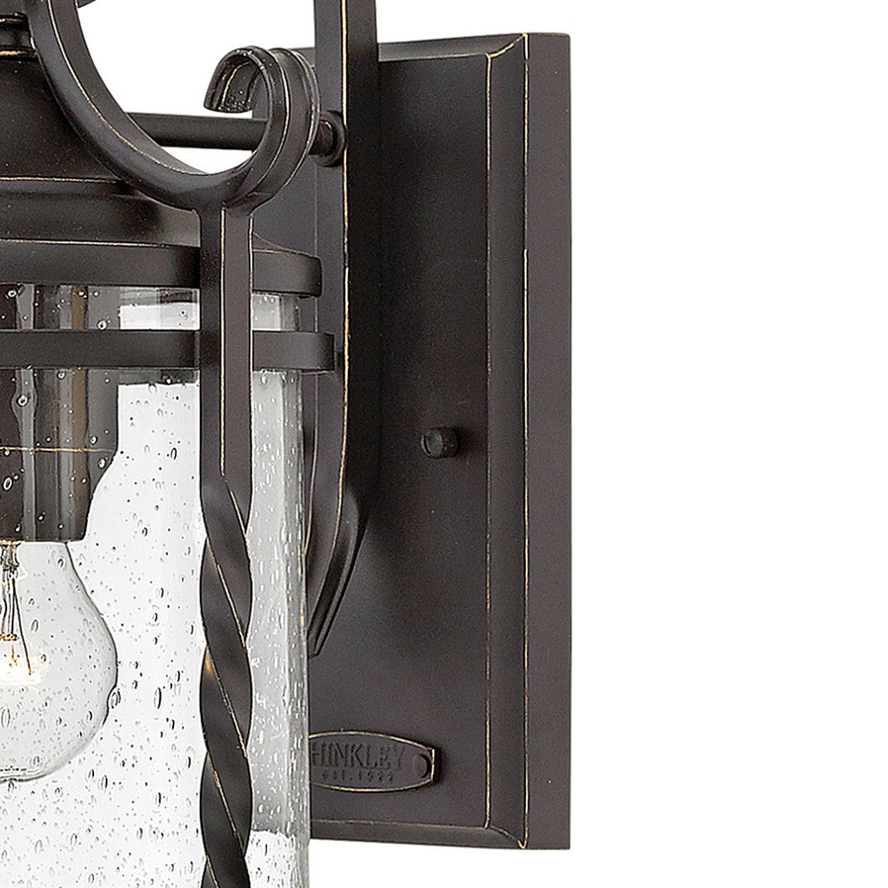 Hinkley Casa Medium Wall Mount Lantern, Olde Black With Clear Seedy Glass