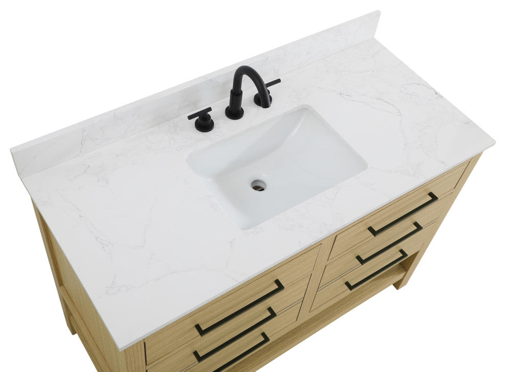 Home Living 48" Single Bathroom Vanity, Honey Brown With Backsplash