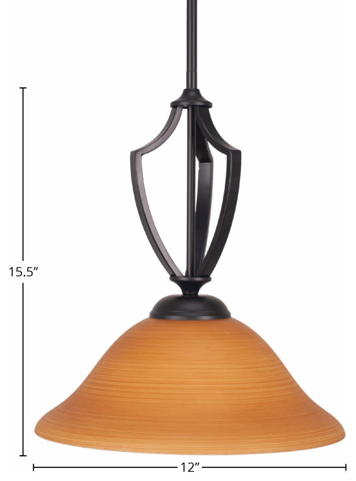 Zilo Pendant Shown, Matte Black Finish With 12" Cayenne Linen