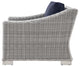 Lounge Sectional Sofa Chair Set, Rattan, Wicker, Gray Blue Navy, Outdoor