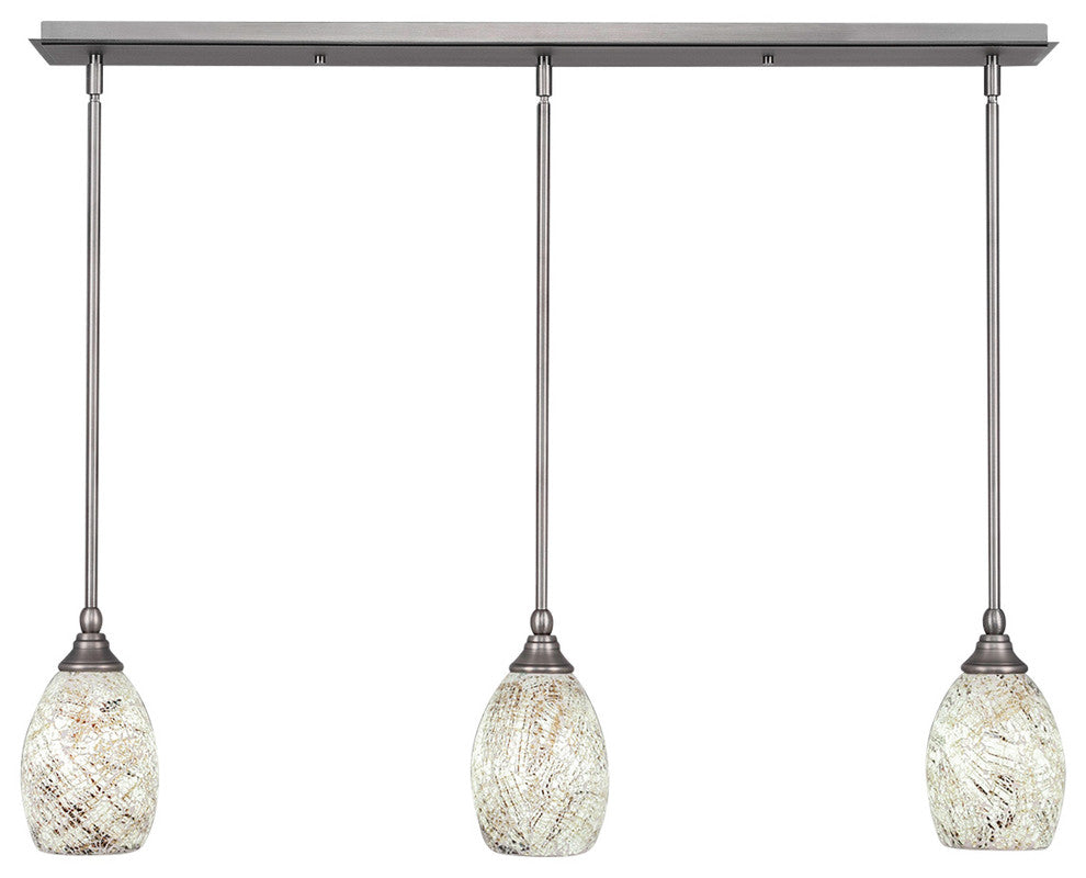 3 Light Mini Pendant, 5" Natural Fusion Glass