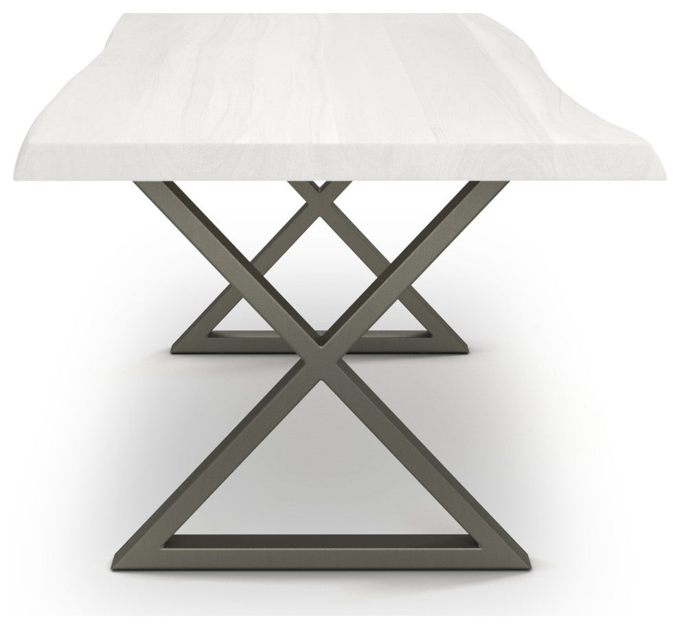 Brooks Dining Table, White Wash, Pewter, 40"x116",X-Base