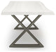 Brooks Dining Table, White Wash, Pewter, 40"x116",X-Base