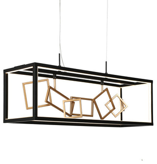 LNC Safranner LED 8-Light 28" Modern Rectangle Chandeliers, Black/Gold