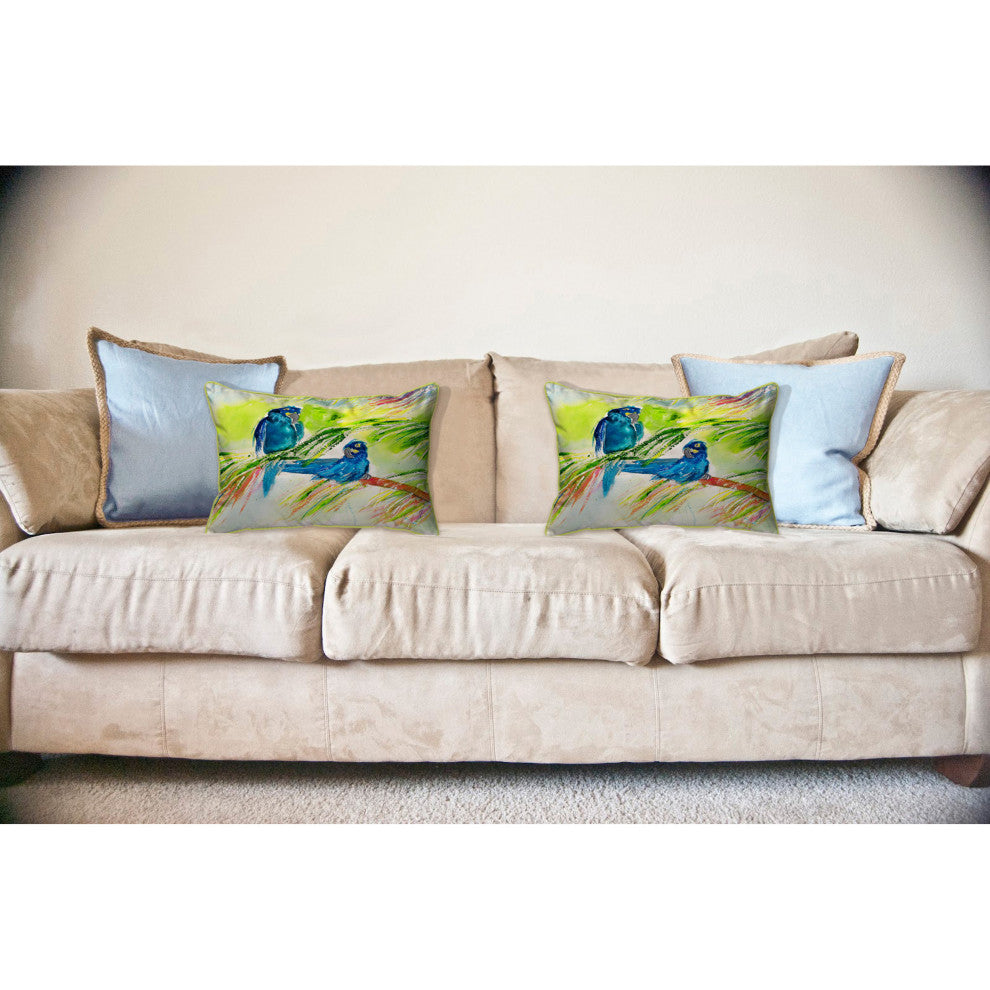 Two Blue Parrots Large Indoor/Outdoor Pillow 16x20