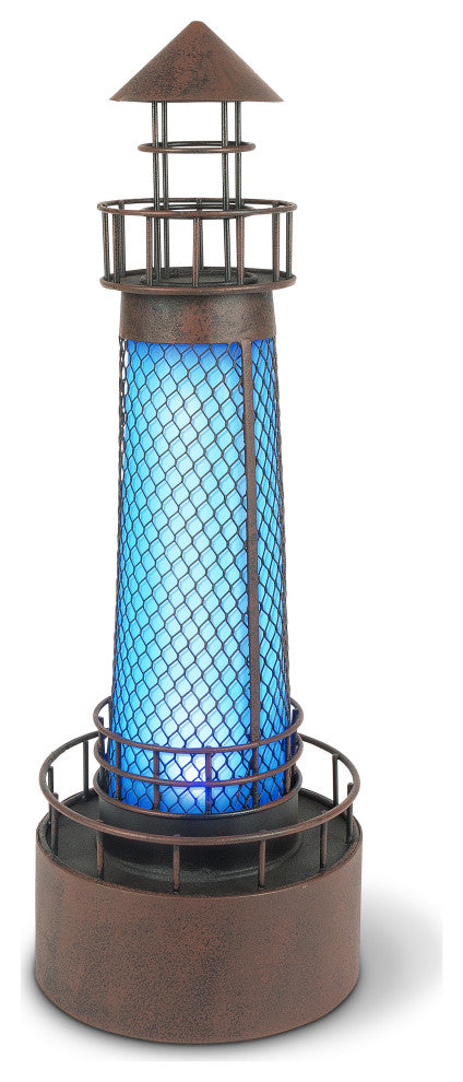 21-Inch High Solar LED Metal Lighthouse Outdoor DÃ¯Â¿Â½cor, Blue