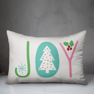 Colorful Christmas Joy 14"x20" Throw Pillow