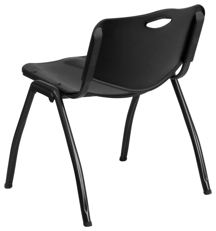 Set of 5 Contemporary Multipurpose Chair, Sturdy Plastic Seat & Open Back, Black