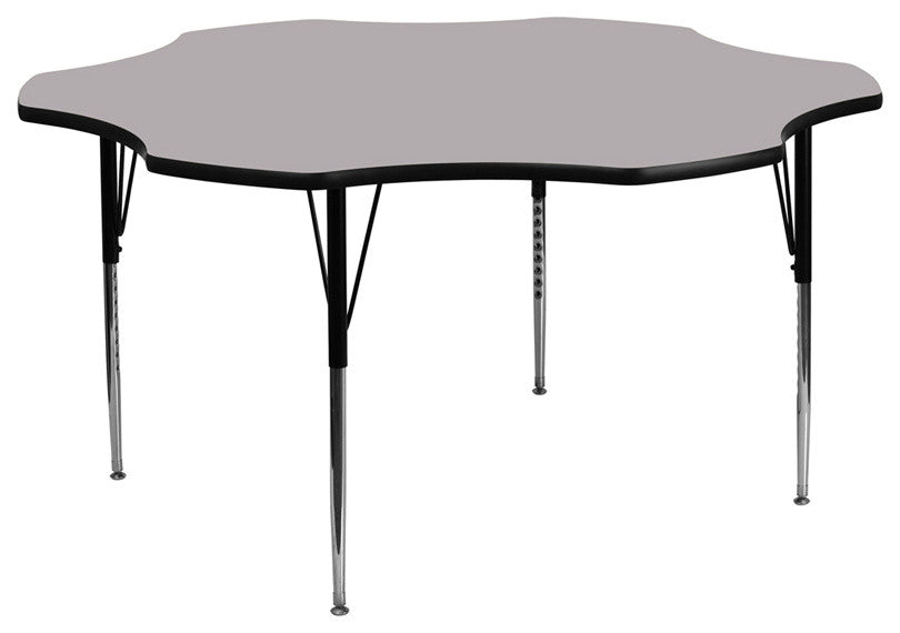60" Flower Gray Thermal Laminate Activity Table-Adjustable Legs