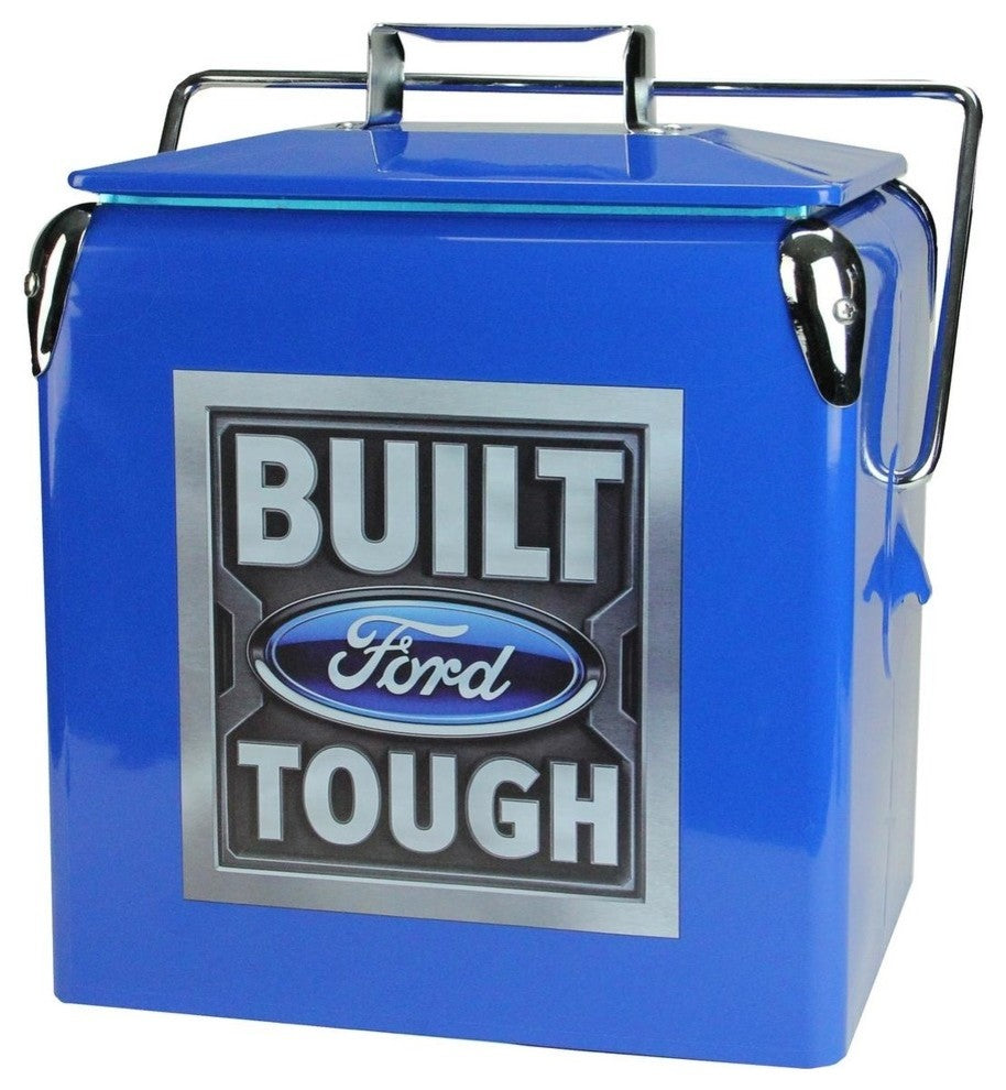 Officially Licensed "Built Ford Tough" Blue Stainless Steel 13 Liter Cooler
