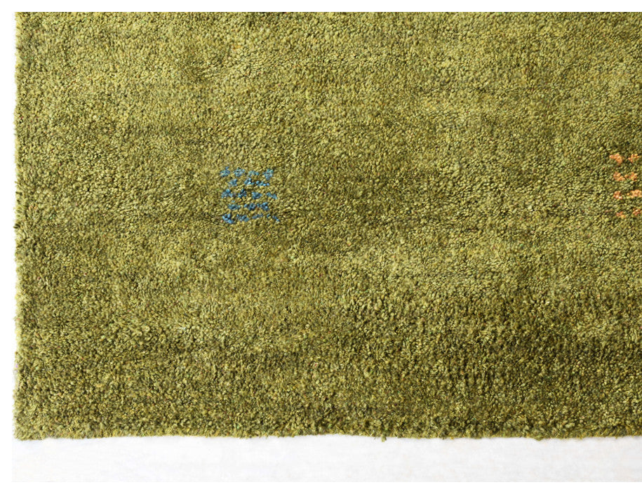 Hand Knotted Loom Silk Mix Area Rugs Contemporary Light Green