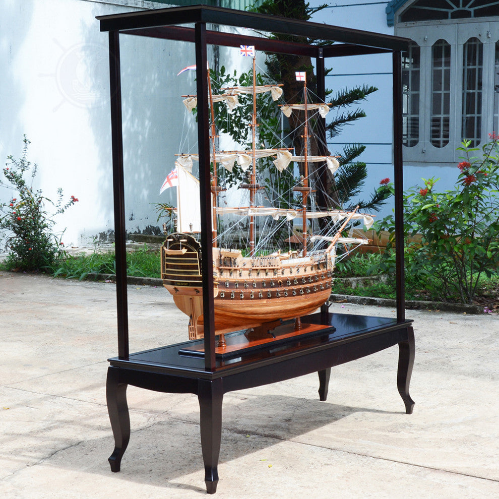 Display Case For Xl Ship No Glass Wooden Display Case for Model Ships