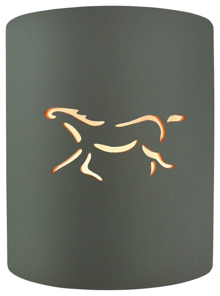 Sun Dagger Cylinder Wall Sconce, Open Top/Bottom, Pewter Green, Standard