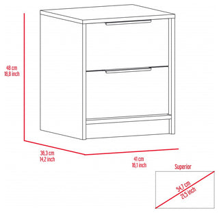 Black Open Compartment Two Drawer Nightstand