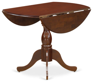 5Pc Dining Set, 1 Drop Leaves Wood Table, 4 Dark Coffee Upholstered Chair
